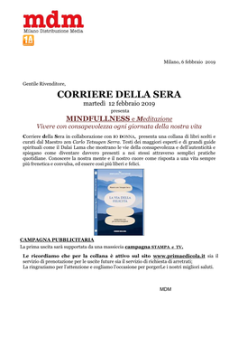 CORRIERE DELLA SERA Martedì 12 Febbraio 2019