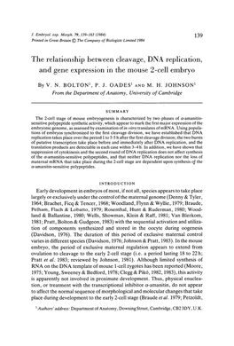 The Relationship Between Cleavage, DNA Replication, and Gene Expression in the Mouse 2-Cell Embryo