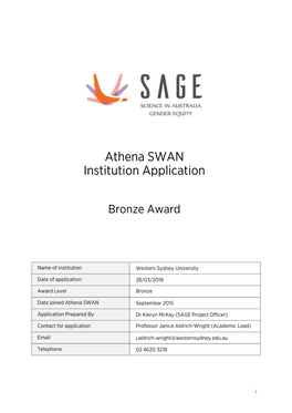 Athena SWAN Institution Application