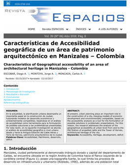 Características De Accesibilidad Geográfica De Un Área De Patrimonio Arquitectónico En Manizales – Colombia