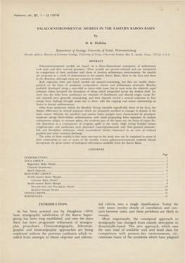 By DK Hobday Department Oj Geology, University Oj Natal