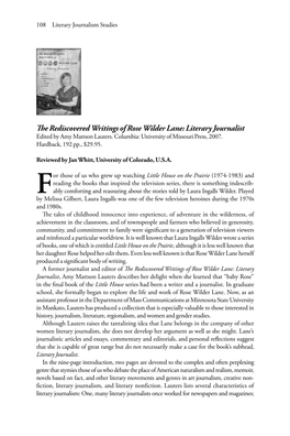 The Rediscovered Writings of Rose Wilder Lane: Literary Journalist Edited by Amy Mattson Lauters