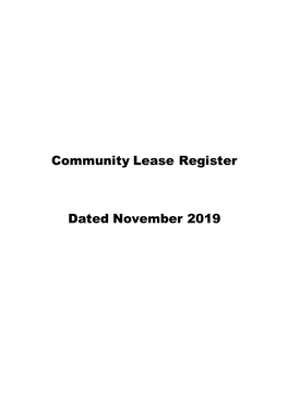 Community Lease Register Dated November 2019