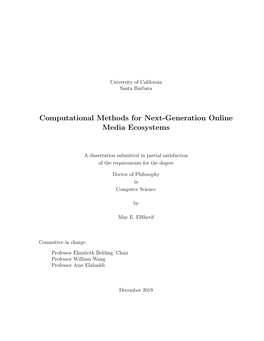 Computational Methods for Next-Generation Online Media Ecosystems
