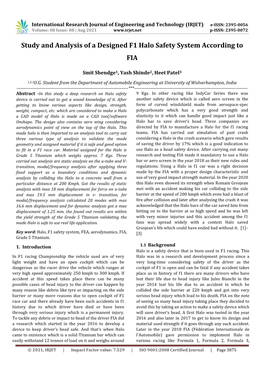 Study and Analysis of a Designed F1 Halo Safety System According to FIA