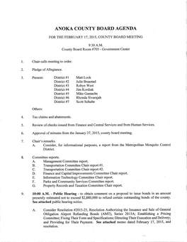 ANOKA COUNTY BOARD AGENDA 3. Present: District #L Matt Look