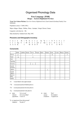 Organised Phonology Data