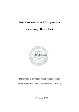 Port Competition and Co-Operation Case Study: Busan Port