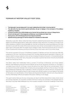 Ferrari at Motor Valley Fest 2021