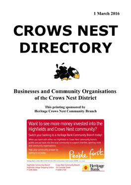 Businesses and Community Organisations of the Crows Nest District