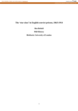 The 'Star Class' in English Convict Prisons, 1863-1914