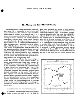 The Money and Bond Markets in July 1970