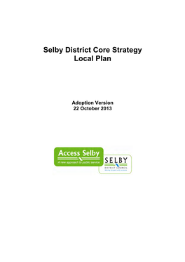 Selby District Core Strategy Local Plan