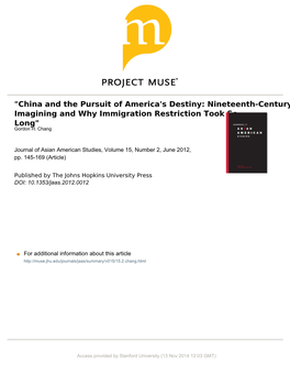 China and the Pursuit of America's