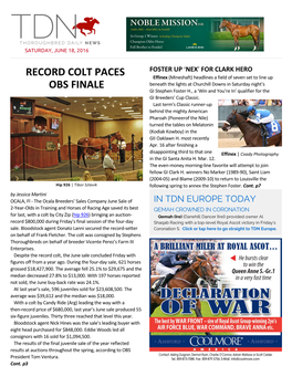 Record Colt Paces OBS Finale Cont