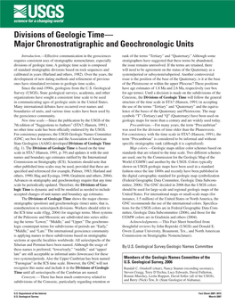 Divisions of Geologic Time— Major Chronostratigraphic and Geochronologic Units