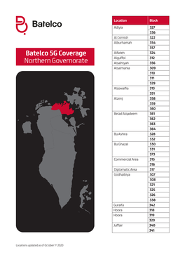 Batelco 5G Coverage Northern Governorate