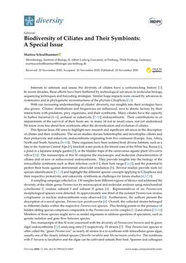 Biodiversity of Ciliates and Their Symbionts: a Special Issue