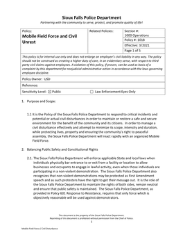 Mobile Field Force and Civil Disobedience