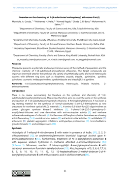 Overview on the Chemistry of 1-(4-Substituted Aminophenyl) Ethanones Part(I) Moustafa