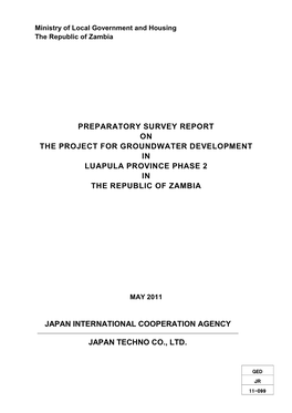 Preparatory Survey Report on the Project for Groundwater Development in Luapula Province Phase 2 in the Republic of Zambia