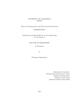 Essays in Transportation and Environmental Economics