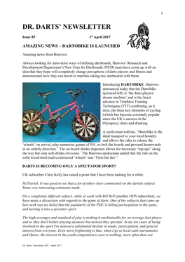 Dr. Darts' Newsletter