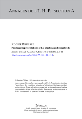 Produced Representations of Lie Algebras and Superfields