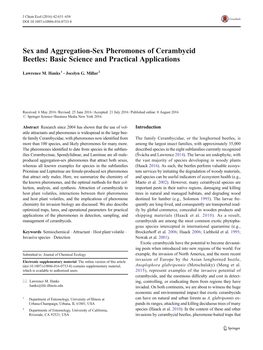 Sex and Aggregation-Sex Pheromones of Cerambycid Beetles: Basic Science and Practical Applications