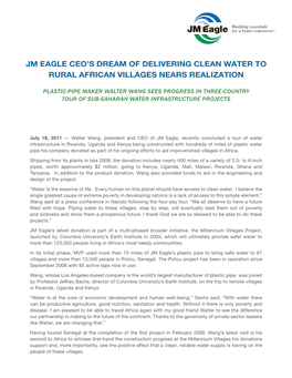 Jm Eagle Ceo's Dream of Delivering Clean Water To