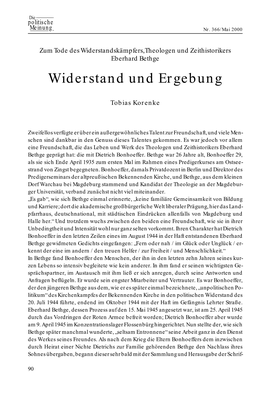 Widerstand Und Ergebung