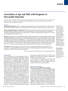 Article Association of Age and CKD with Prognosis of Myocardial