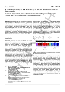 FULL PAPER a Theoretical Study of the Aromaticity in Neutral and Anionic Borole Compounds J