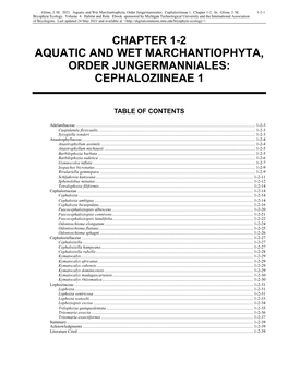 Marchantiophyta, Order Jungermanniales: Cephaloziineae 1