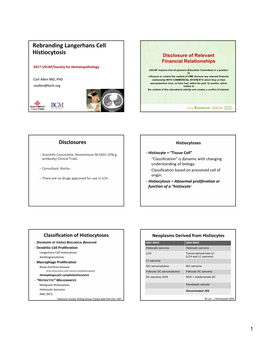 Rebranding Langerhans Cell Histiocytosis