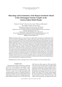 Mineralogy and Geochemistry of the Bengal Anorthosite Massif in the Chotanagpur Gneissic Complex at the Eastern Indian Shield Margin