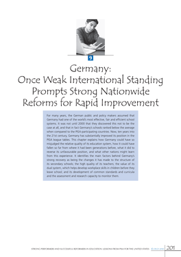 Germany: Once Weak International Standing Prompts Strong Nationwide Reforms for Rapid Improvement