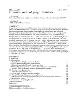Historical Roots of Gauge Invariance