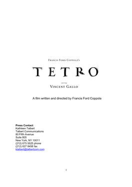 TETRO Production Notes -LAST