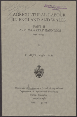 Agricultural Labour in England and Wales Part II: Farm Workers