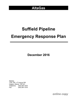 Suffield Pipeline Emergency Response Plan