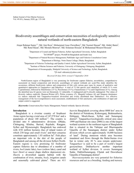 Biodiversity Assemblages and Conservation Necessities of Ecologically Sensitive Natural Wetlands of North-Eastern Bangladesh