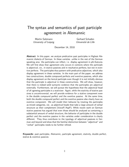 The Syntax and Semantics of Past Participle Agreement in Alemannic