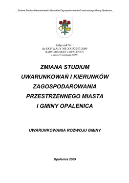 Zmiana Studium Uwarunkowań I Kierunków Zagospodarowania Przestrzennego Gminy Opalenica