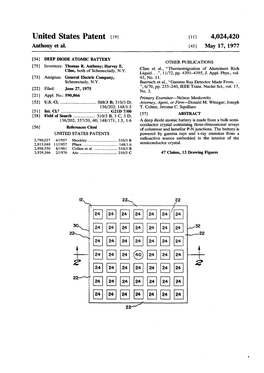 DEEP DIODE ATOMIC BATTERY OTHER PUBLICATIONS [75] Inventors: Thomas R