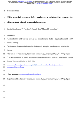 Mitochondrial Genomes Infer Phylogenetic Relationships Among The