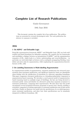 Complete List of Research Publications