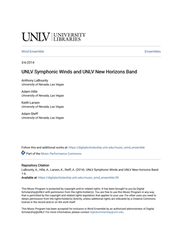 UNLV Symphonic Winds and UNLV New Horizons Band
