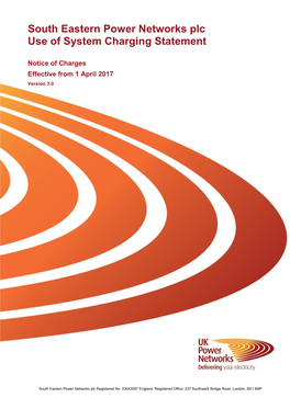 South Eastern Power Networks Plc Use of System Charging Statement