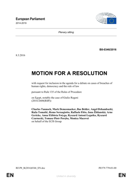 En En Motion for a Resolution